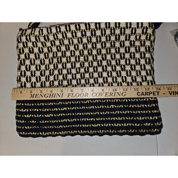 NWT America & Beyond Embroidered Navy/Cream/ Gold Crossbody Handbag 14x11 - Picture 9 of 12